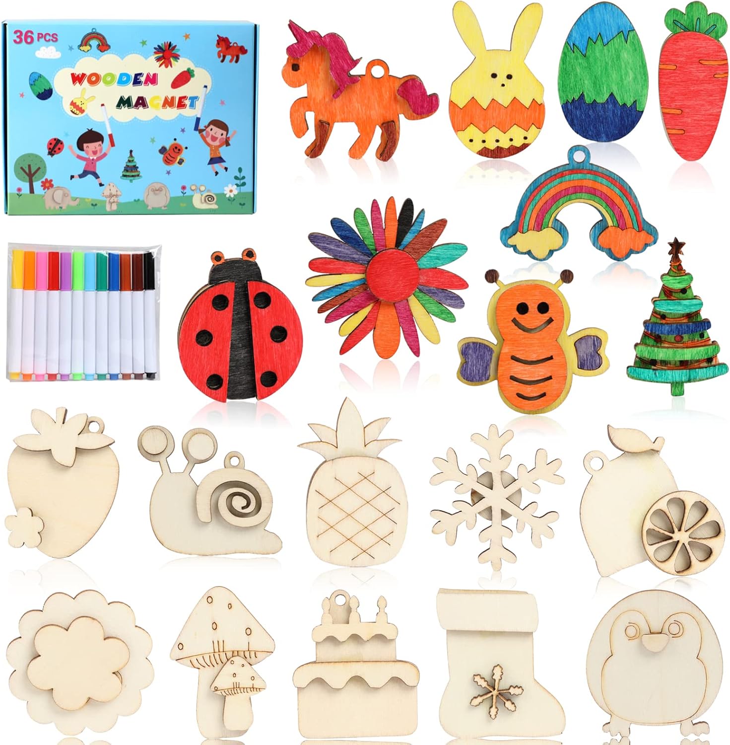 Worgree DIY wooden magnets painting kit front view