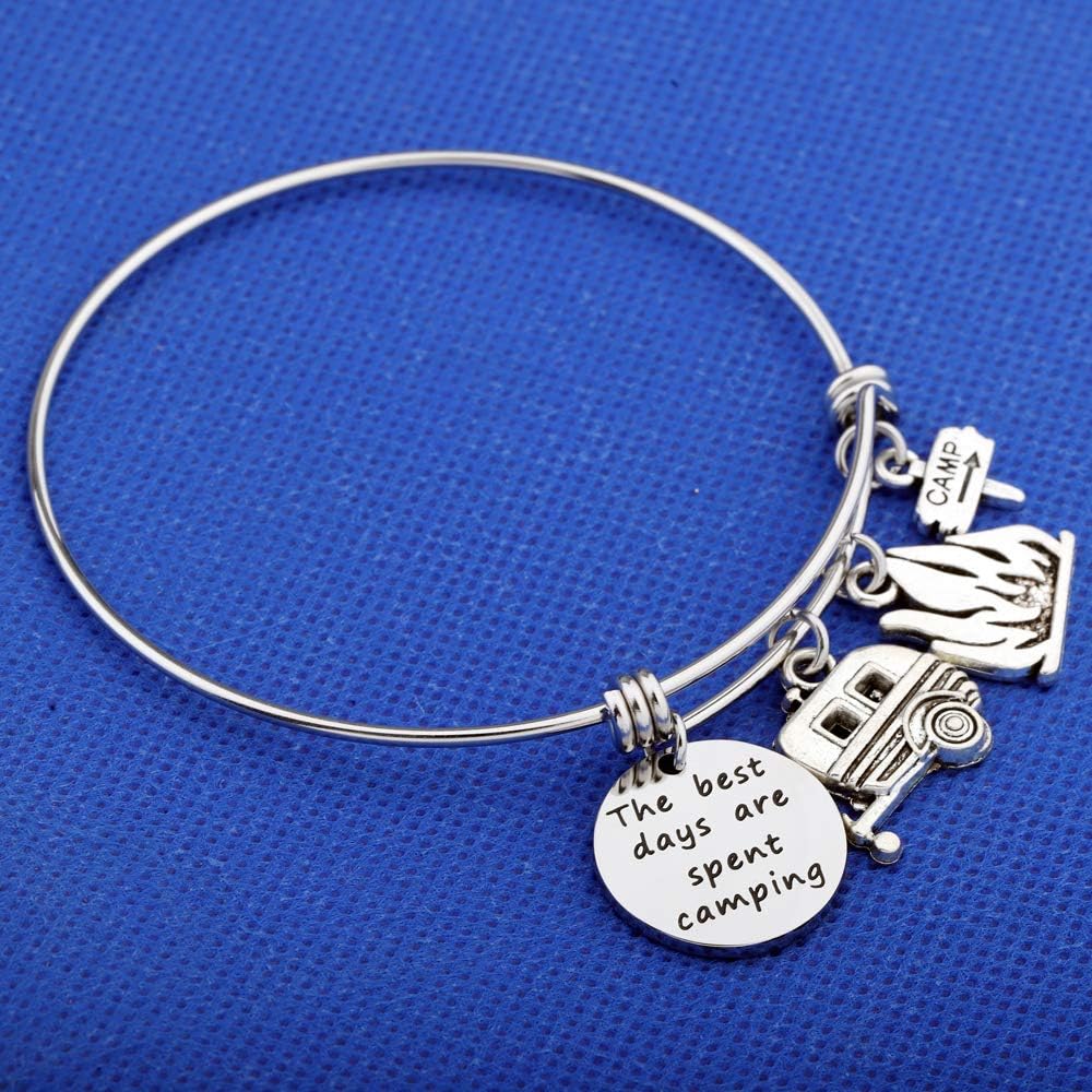 Adjustable wire camping bracelet closeup