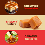 Side angle shot of a single chewy caramel cube showing its smooth confectionery structure.