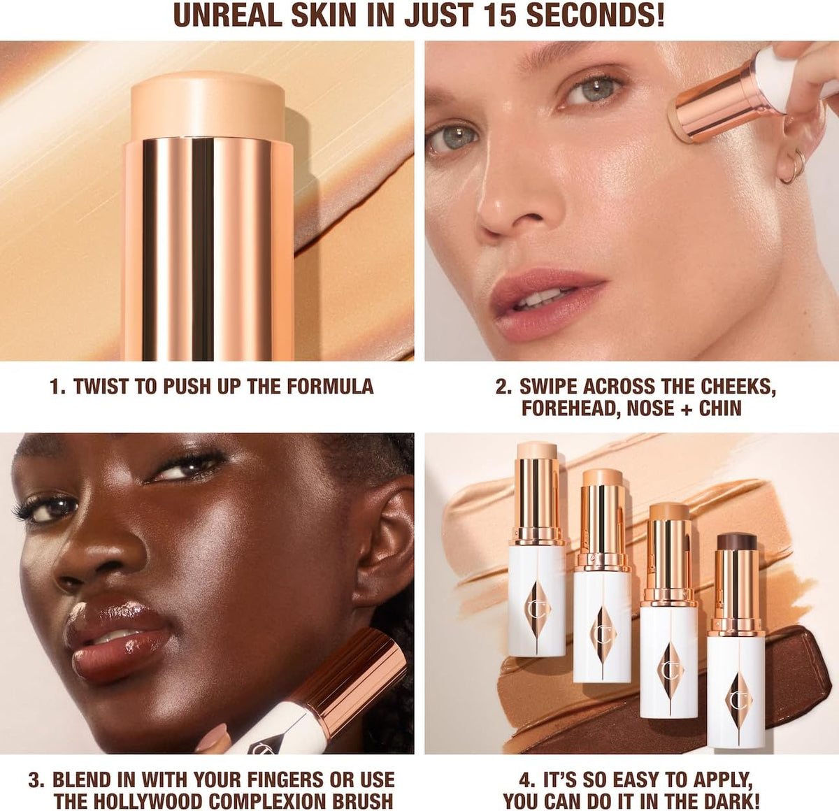 Charlotte Tilbury blurring hydrating cream foundation shade swatch