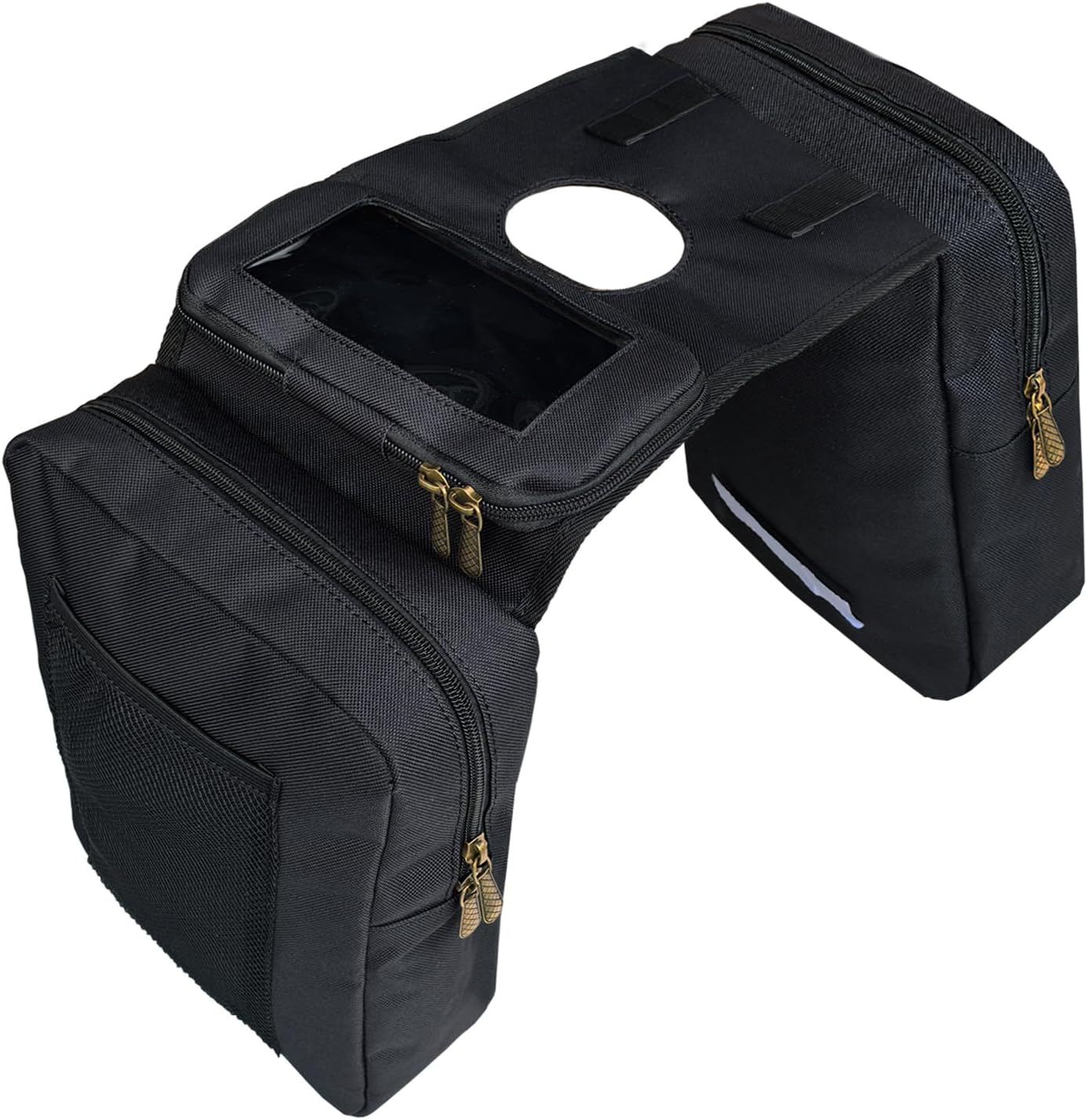 Vanlison ATV tank bag waterproof motorcycle saddle bag front view hanging over fuel tank