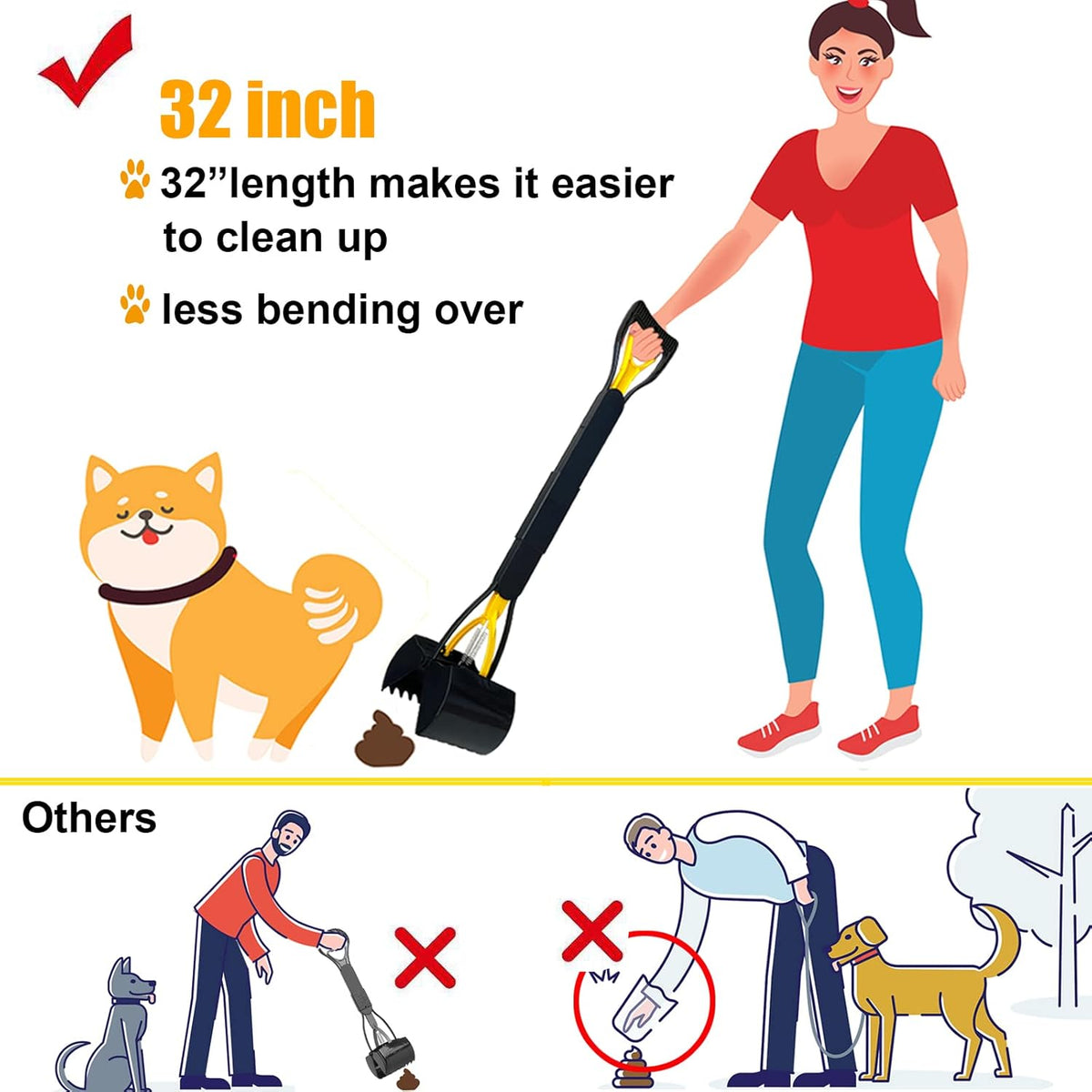 Ienjoyed large dog pooper scooper folded configuration for compact storage