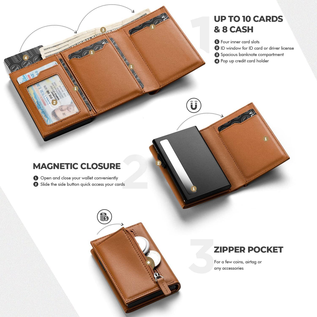 VULKIT pop up card case showing mechanism in action