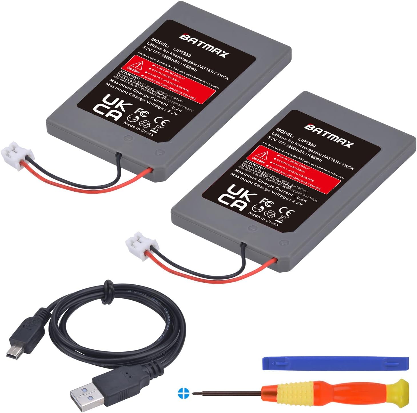 Batmax LIP1359 PlayStation 3 controller battery replacement twin pack front view
