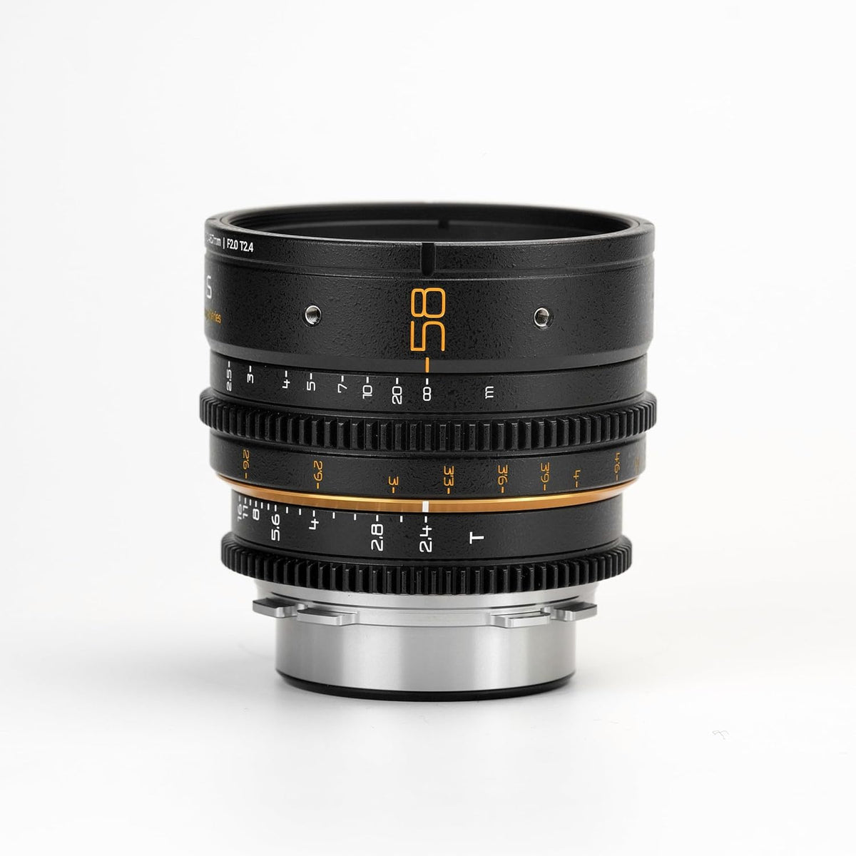 Dulens APO Mini Prime 58mm T2.4 PL mount cinema lens in magic black front view