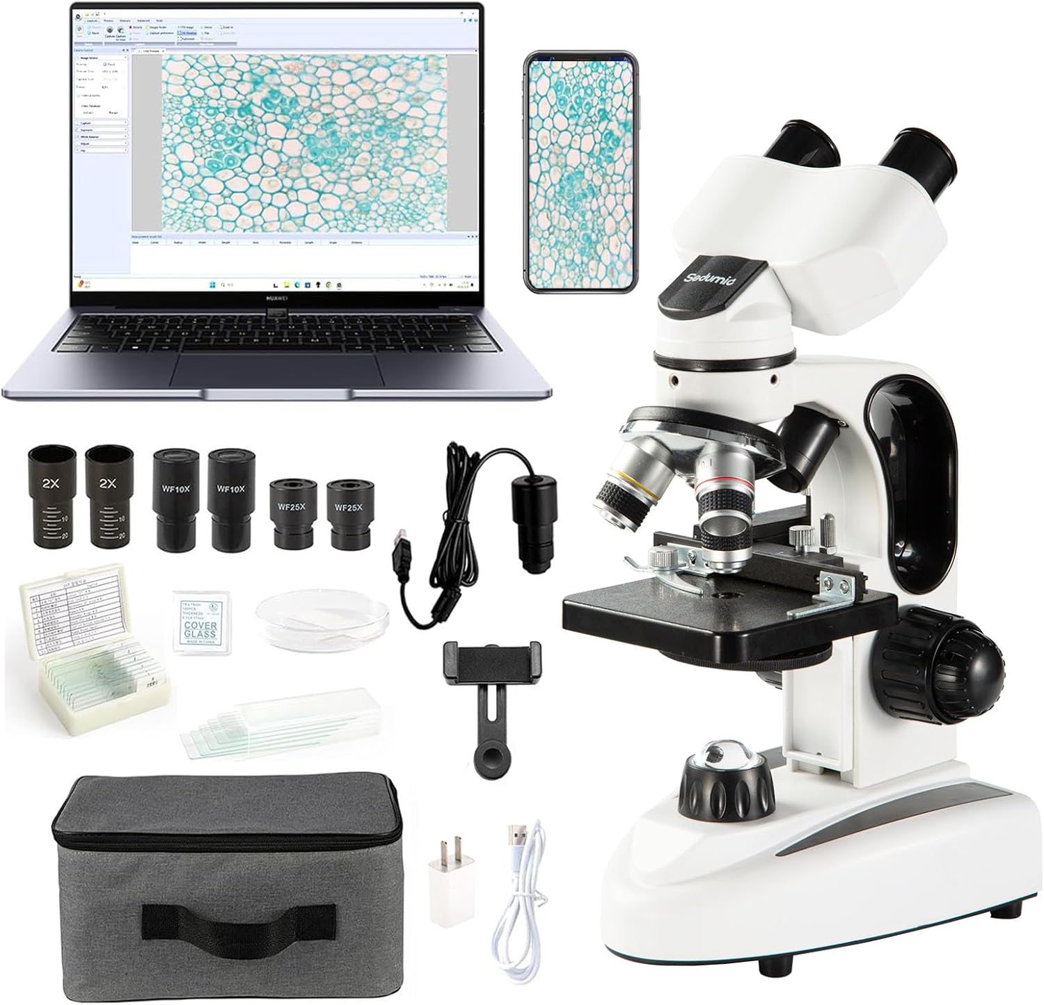 Crspexil Binocular Biological Microscope front view displaying dual eyepieces and mechanical stage