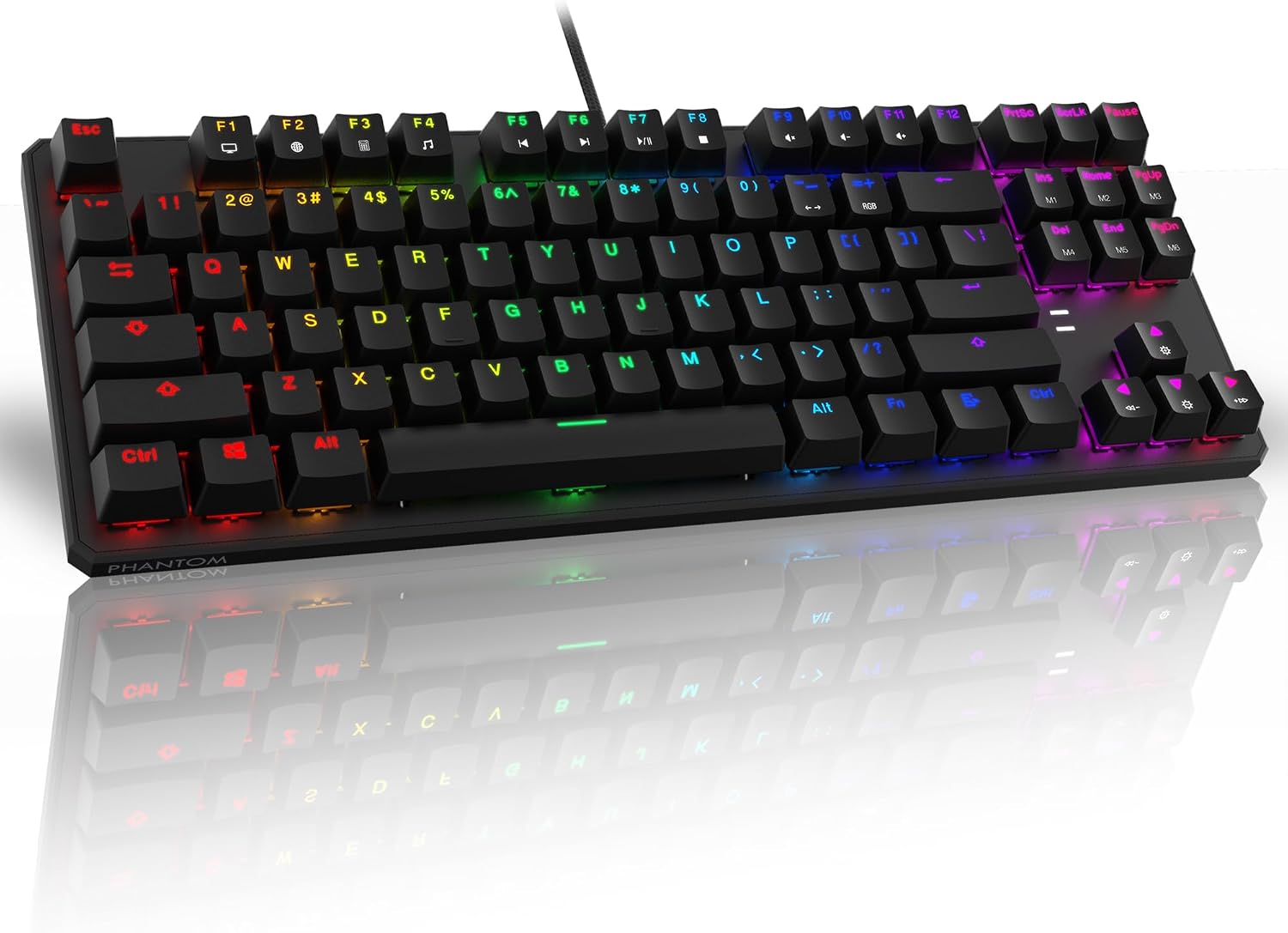 Tecware Phantom 87 mechanical gaming keyboard front view rgb backlighting