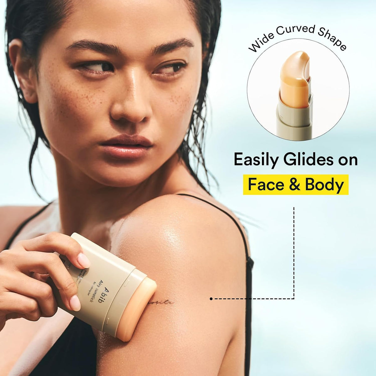Abib Airy Clear Sunscreen Gel texture demonstration on skin