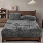 PHF charcoal velvet fitted sheet queen size front view