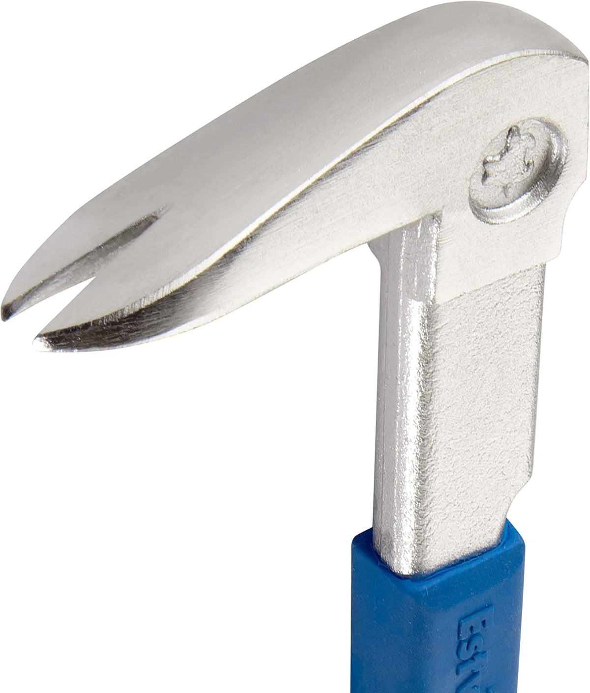 Estwing pry bar showing forged one-piece steel construction.