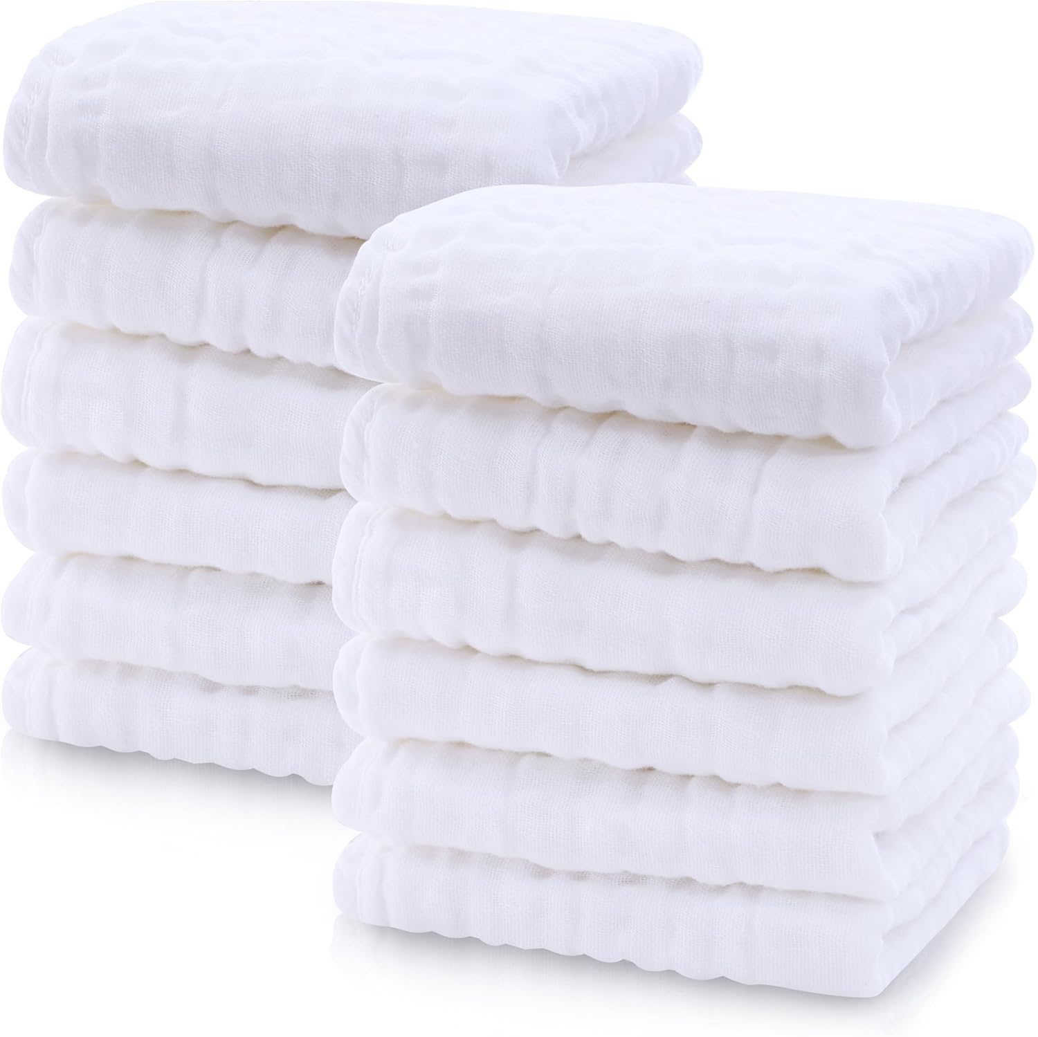 Cute Castle 12 pack muslin baby washcloths white front view