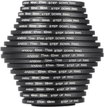 Andoer 18 pieces camera lens filter adapter ring kit front view