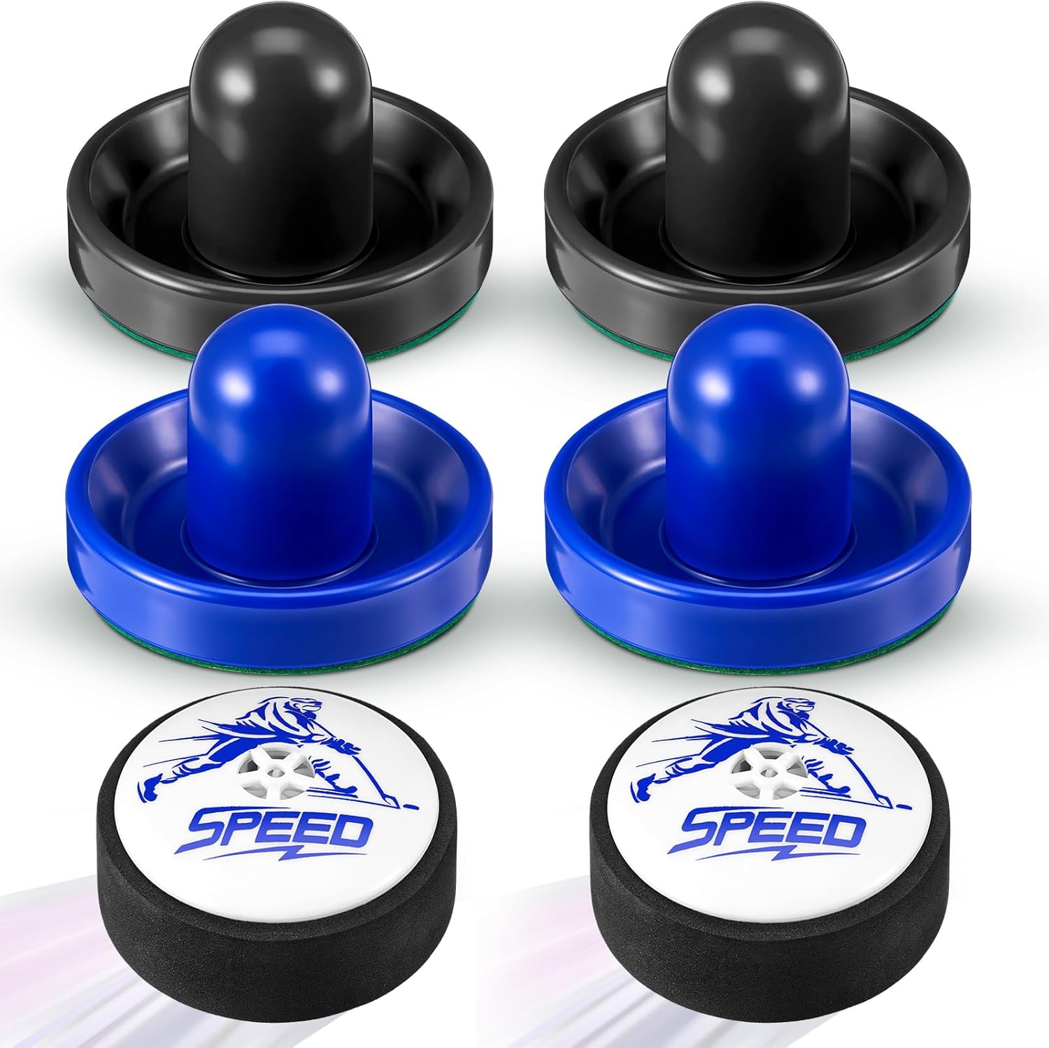 Seenelling electric floating hockey pucks and paddles front view tabletop game accessories