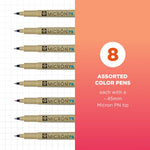 Sakura Pigma Micron 8 count assortment color display