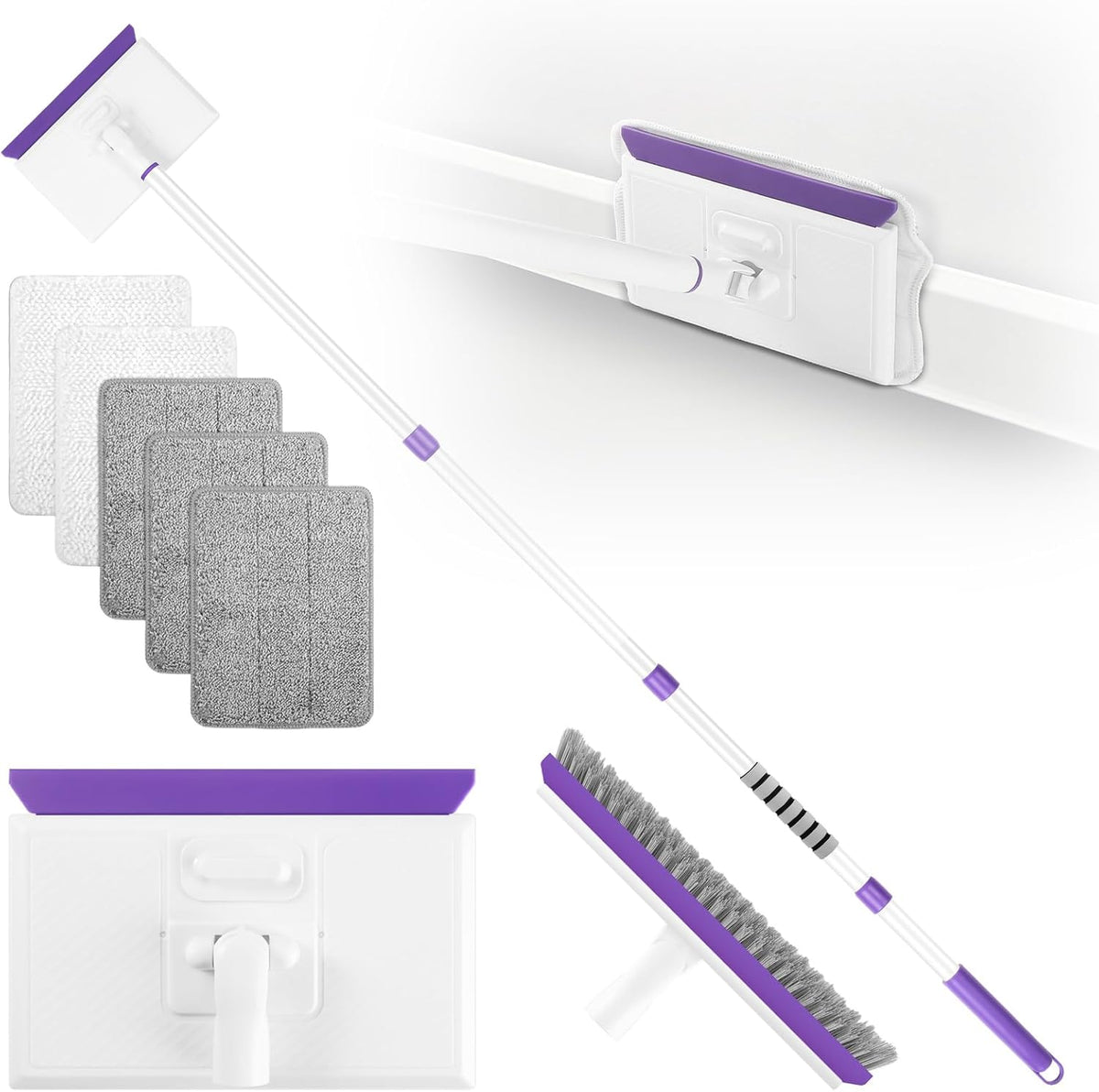 Wlich baseboard cleaner tool front view with sixty inch extendable handle for home dusting.