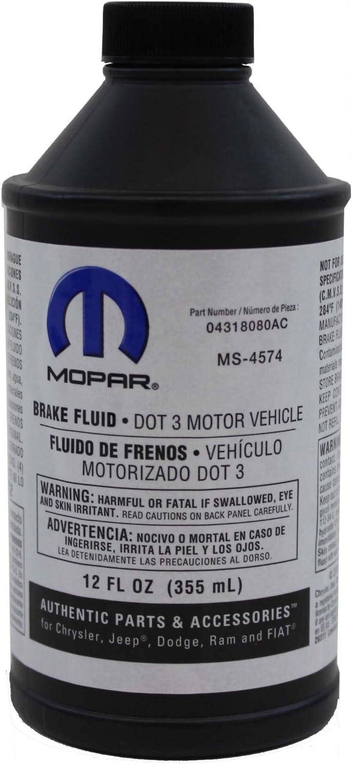 Chrysler Mopar DOT 3 brake fluid 12 fluid ounce bottle front view