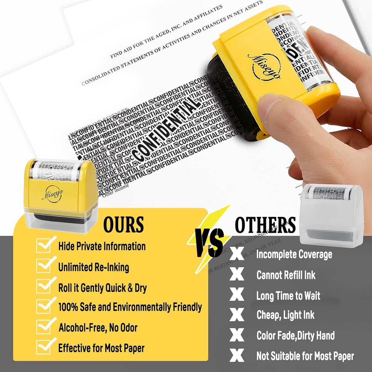 Miseyo roller stamp alternative to shredder box