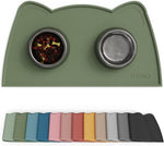 Ohmo Cat Food Mat Camo Green front view on floor