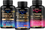 NutraHarmony multivitamin for men and fish oil front view dietary supplement bottles