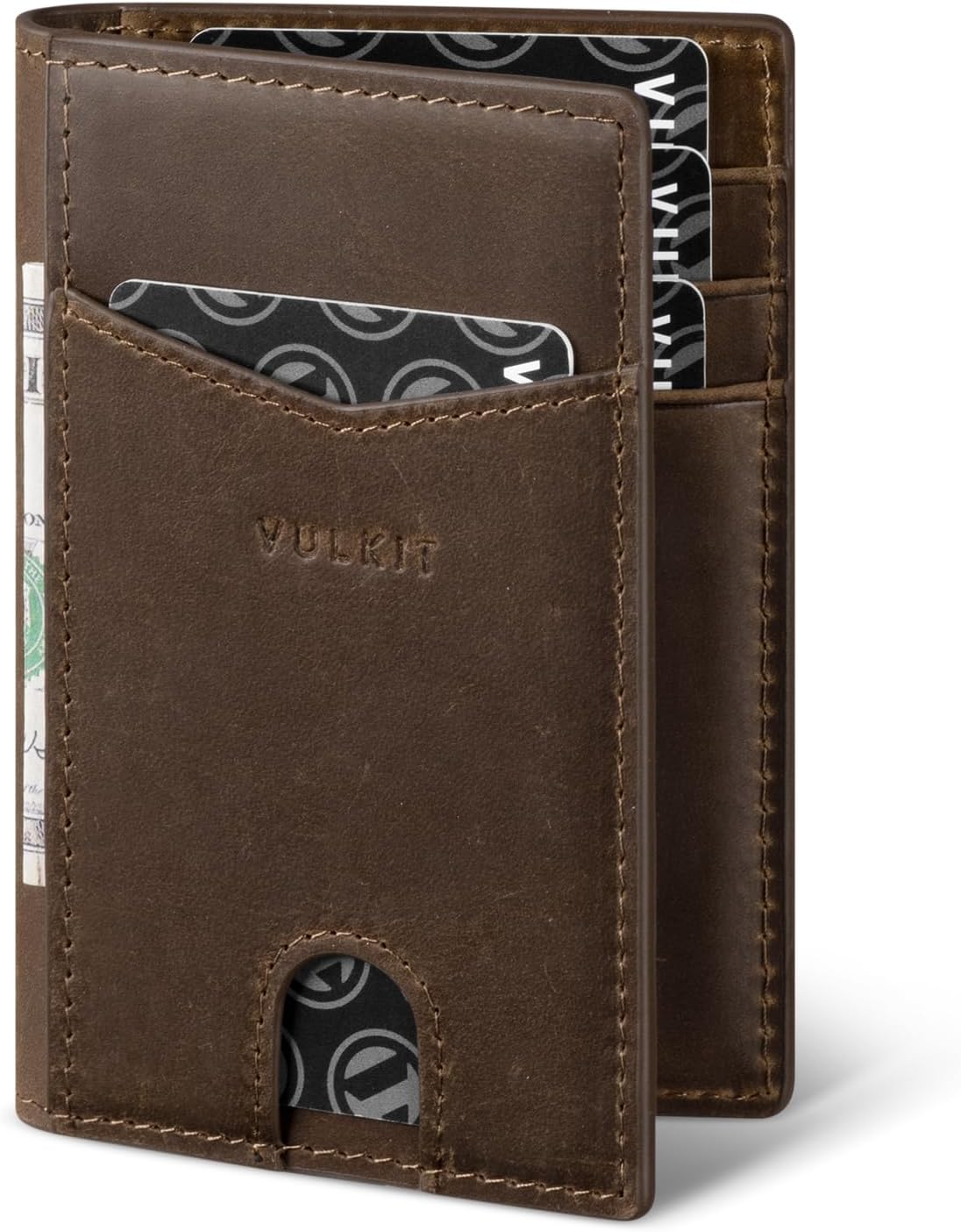 VULKIT Bifold Front Pocket Slim Wallet RFID Blocking Minimalist Thin Leather Credit Card Holder Wallet for Men and Women Carbon Fiber - Image 11