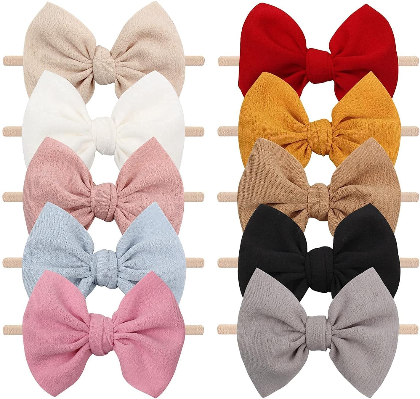 YanJie 4.5 inch nylon bow headbands set front view