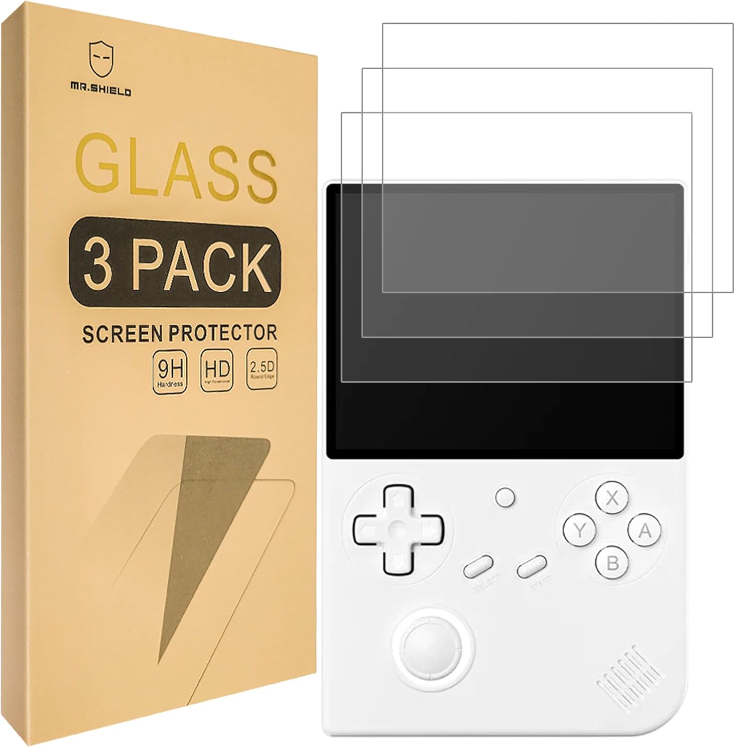 Mr.Shield screen protector kit front view showing retail packaging and three tempered glass shields