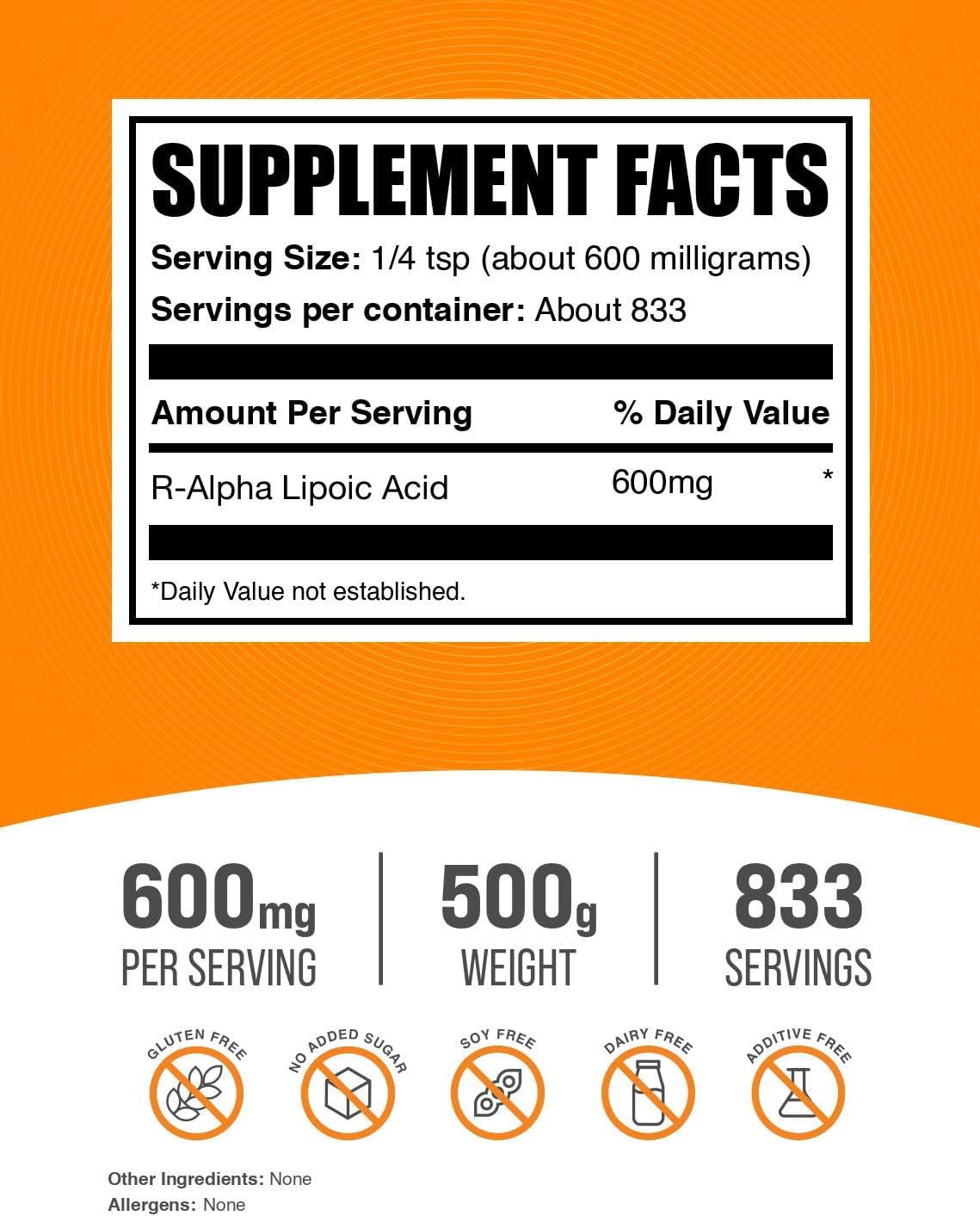 Pure R-ALA dietary powder packaging details for energy and wellness support