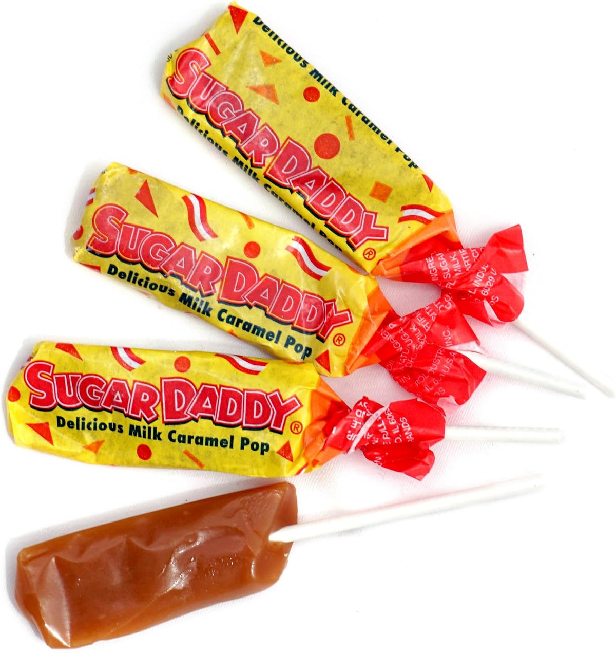 Slow-cooked milk caramel lollipop on a stick authentic American confectionery