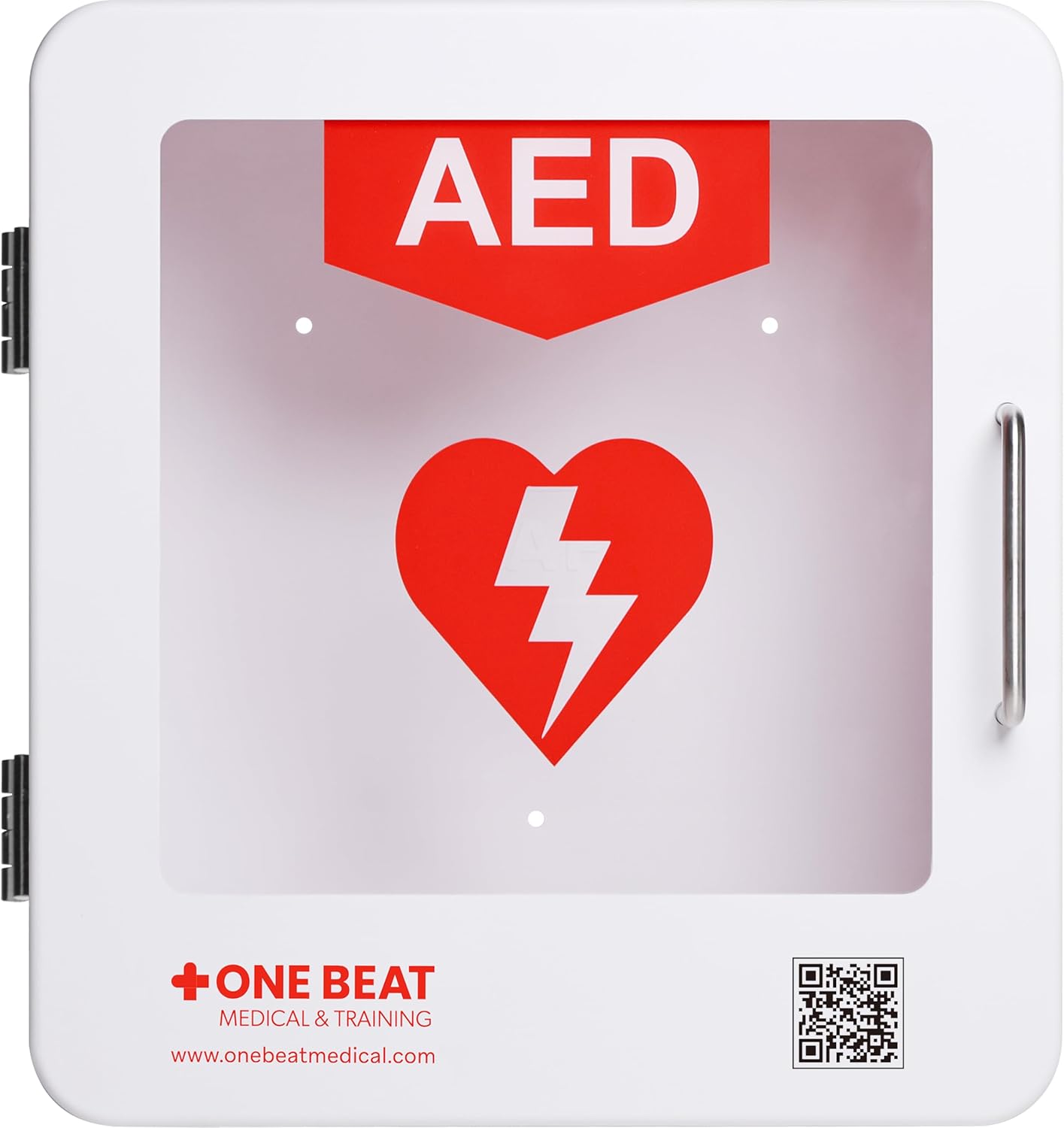 One Beat Medical Universal Premium AED Non-Alarmed Cabinet - Safely and Securely Store Any AED from All Major Brands - White - Image 1