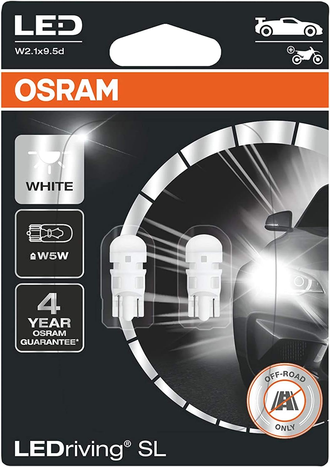 Osram LED Premium Retrofit W5W cool white bulbs double blister front view