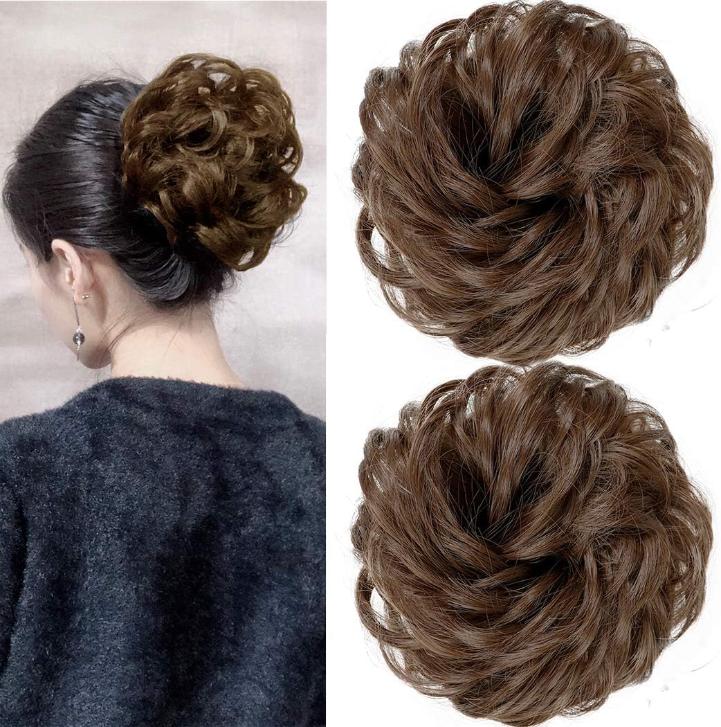 2Pcs Messy Hair Bun Hair Piece Scrunchy ExtensionDimgray - Image 13