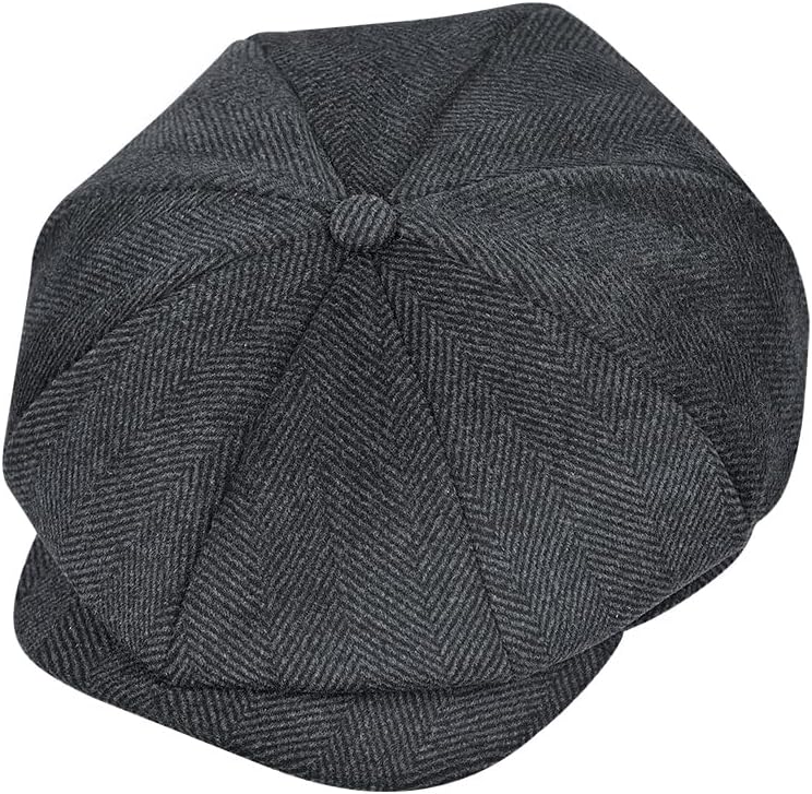 Jerague wool newsboy cap front view showing 8-panel vintage design