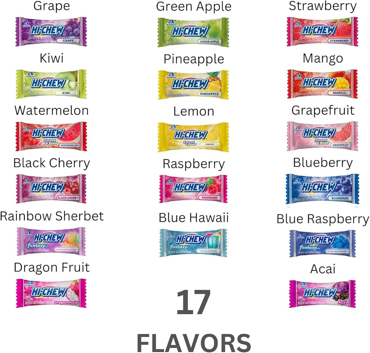 Close up view of the double layer texture of HI-CHEW tropical mix candies.