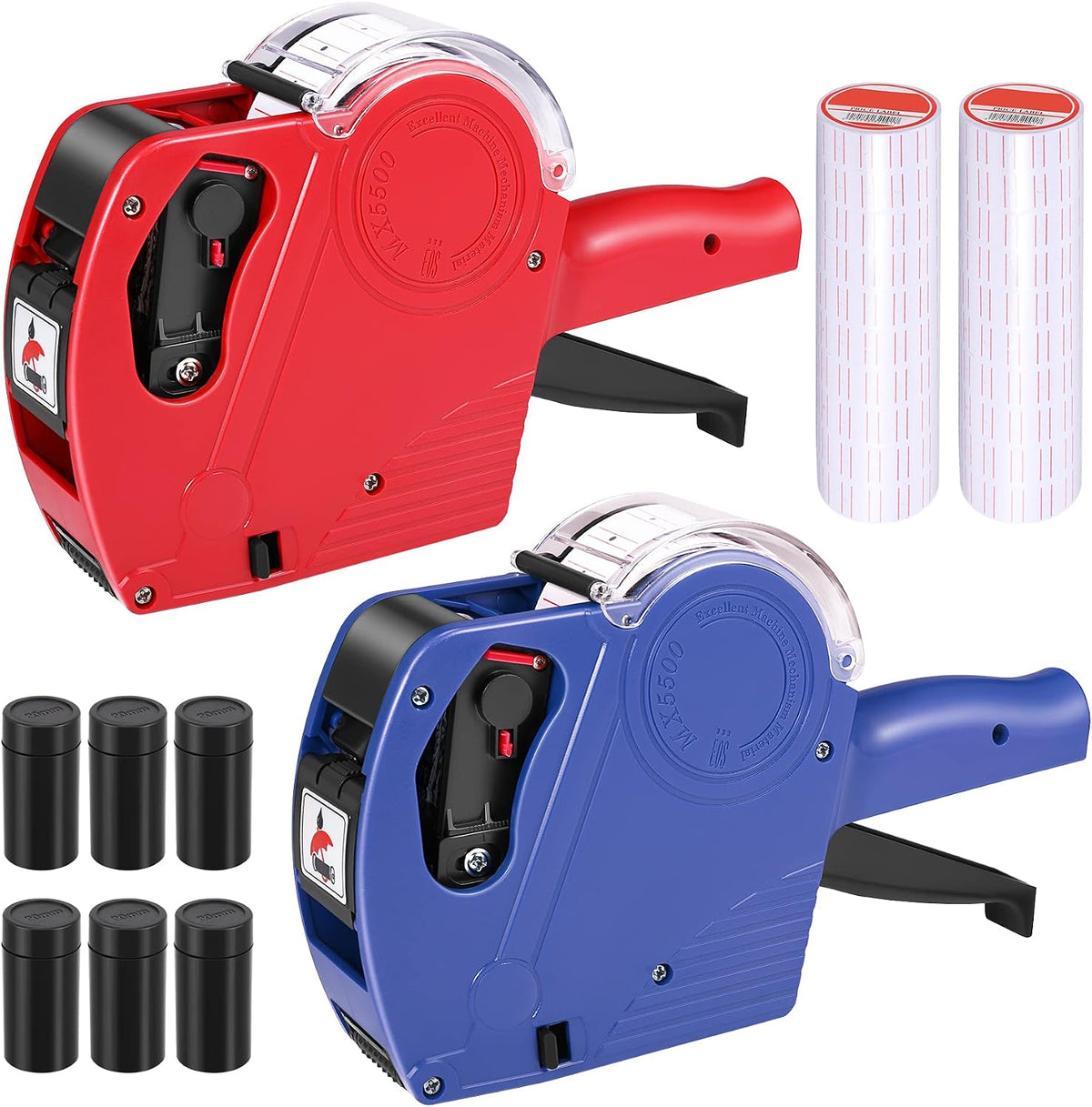 MX5500 Price Tag Gun, 2 Packs Pricing Guns with 11,000 Labels & 8 Refill Rollers, 8 Digits Label Maker Pricing Label Gun Kit, Red Numerical Tag Gun for Grocery Retail Store & Office - Image 10