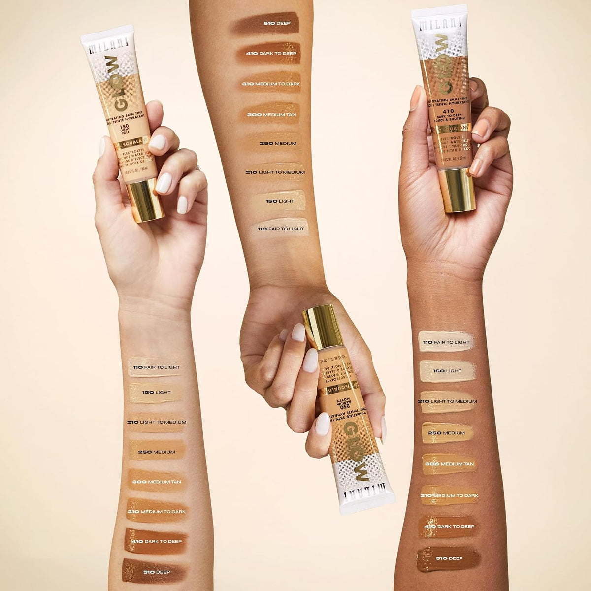 Milani skin tint bottle showing shade name and ingredients