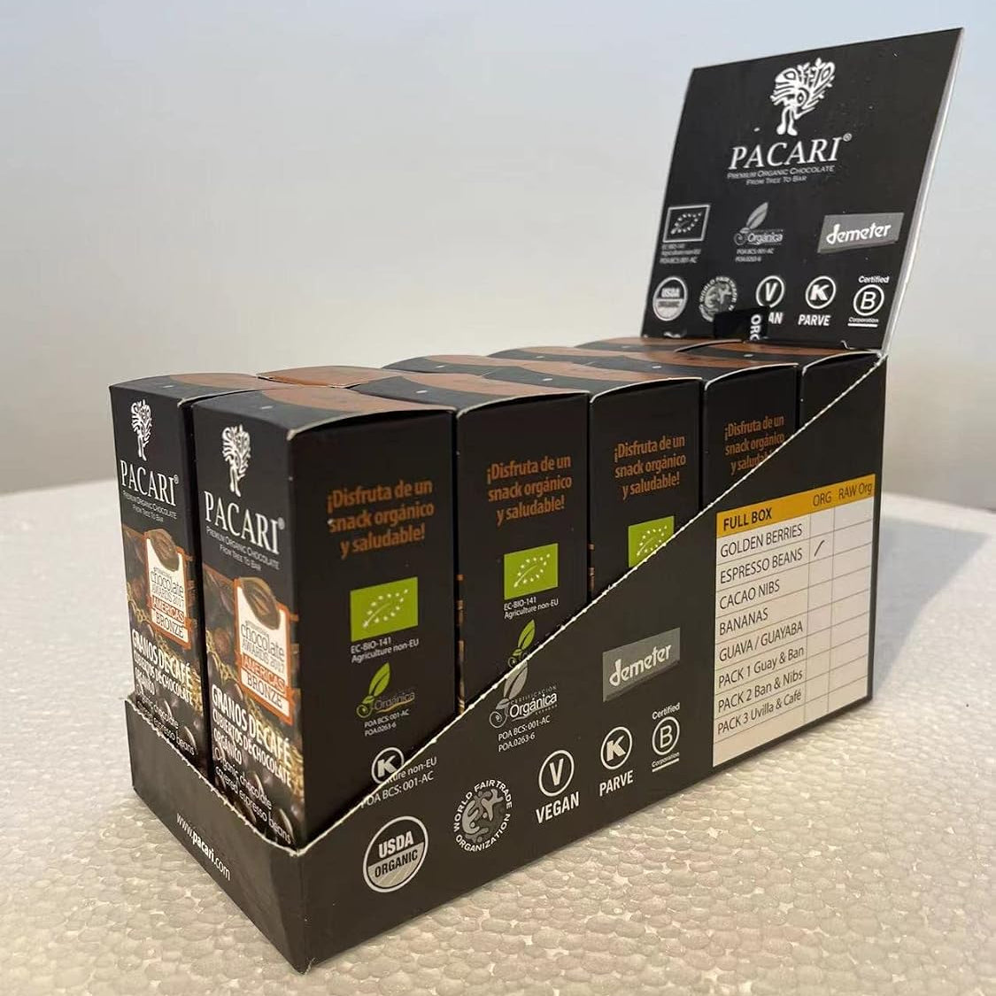 Pacari gourmet dark chocolate espresso beans ingredients list