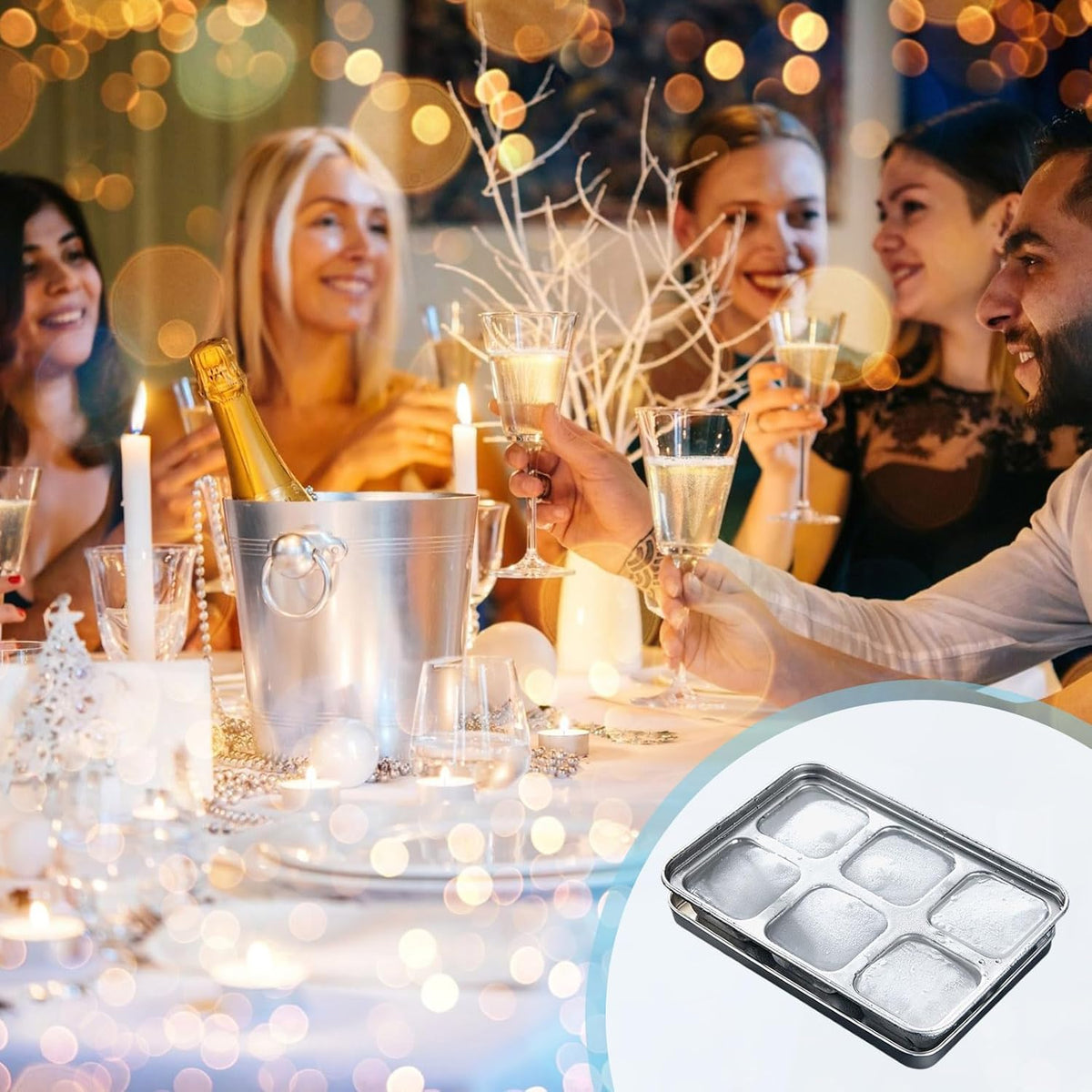 Vortihive stainless steel ice tray showing individual compartments