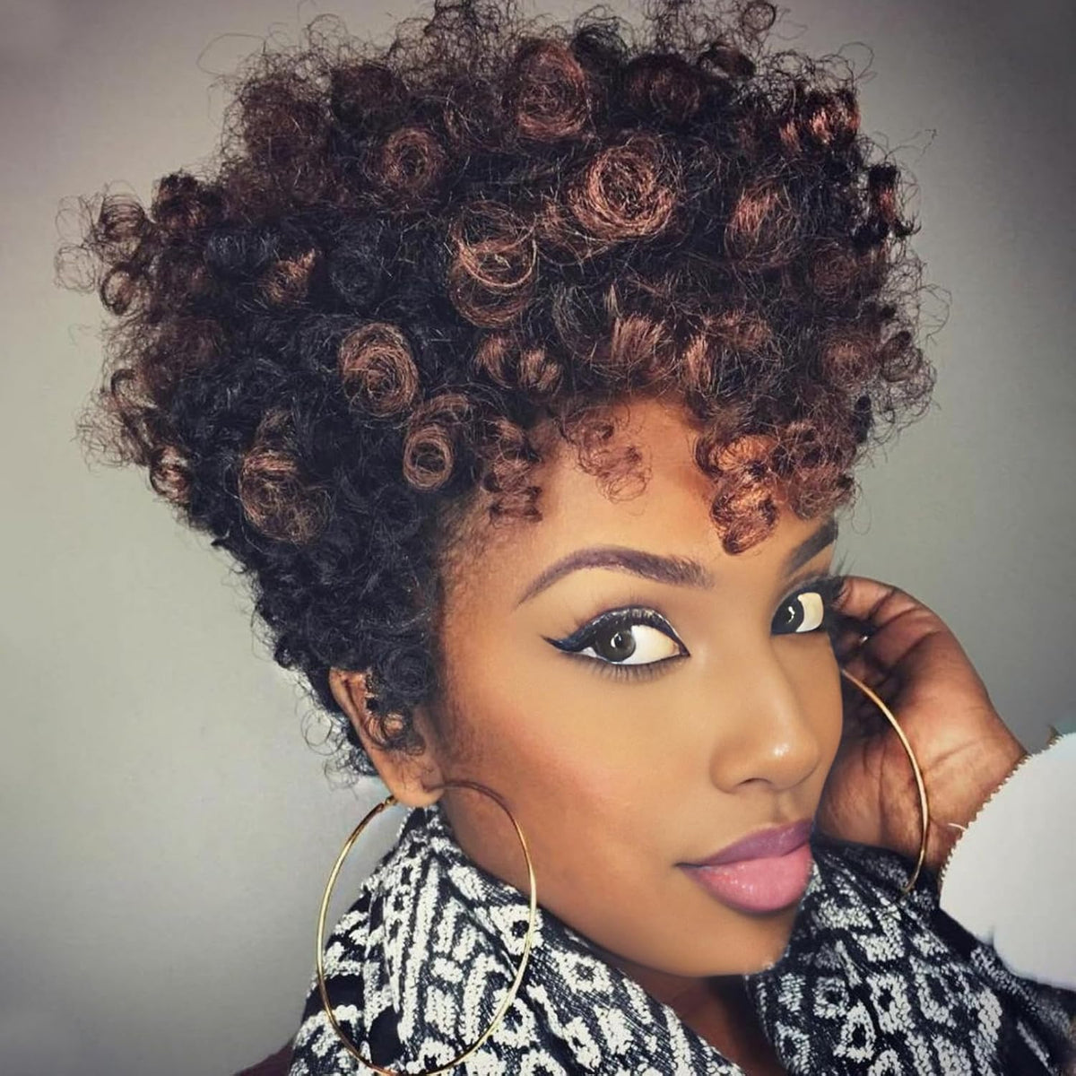Miman short curly crochet hair front view