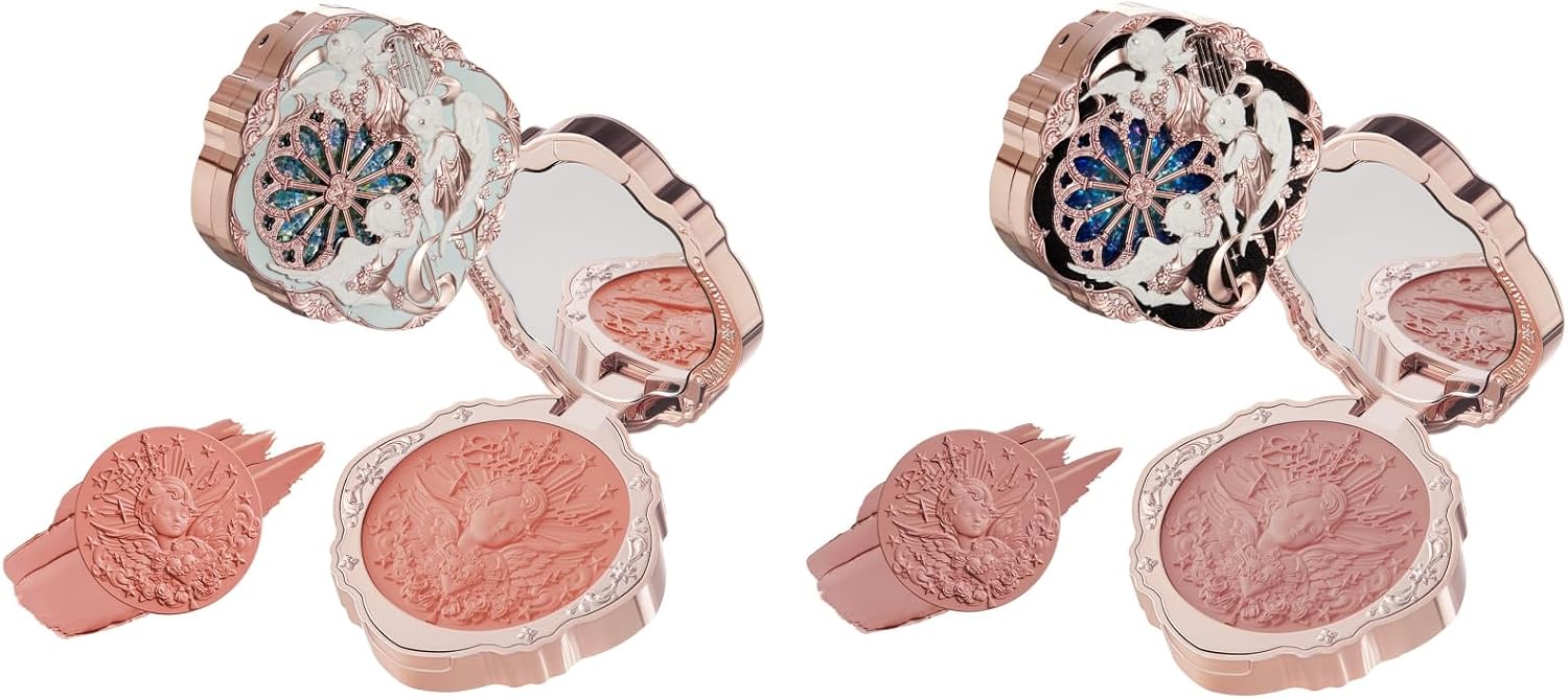 Flower Knows Little Angel Cream Blush Set,Muted Red Hydrating Blush for Cheeks,Buildable & Blendable Dewy Face Makeup,Soft Long-Lasting Cute Make Up(03 Paradise Poet+04 Rose Ashes) - Image 1
