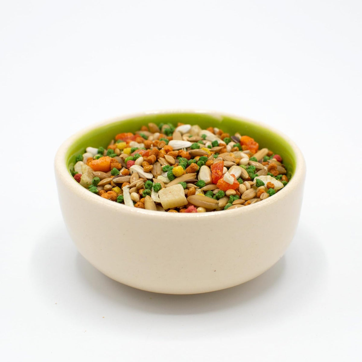 Close up view of ZuPreem bird food texture and ingredients