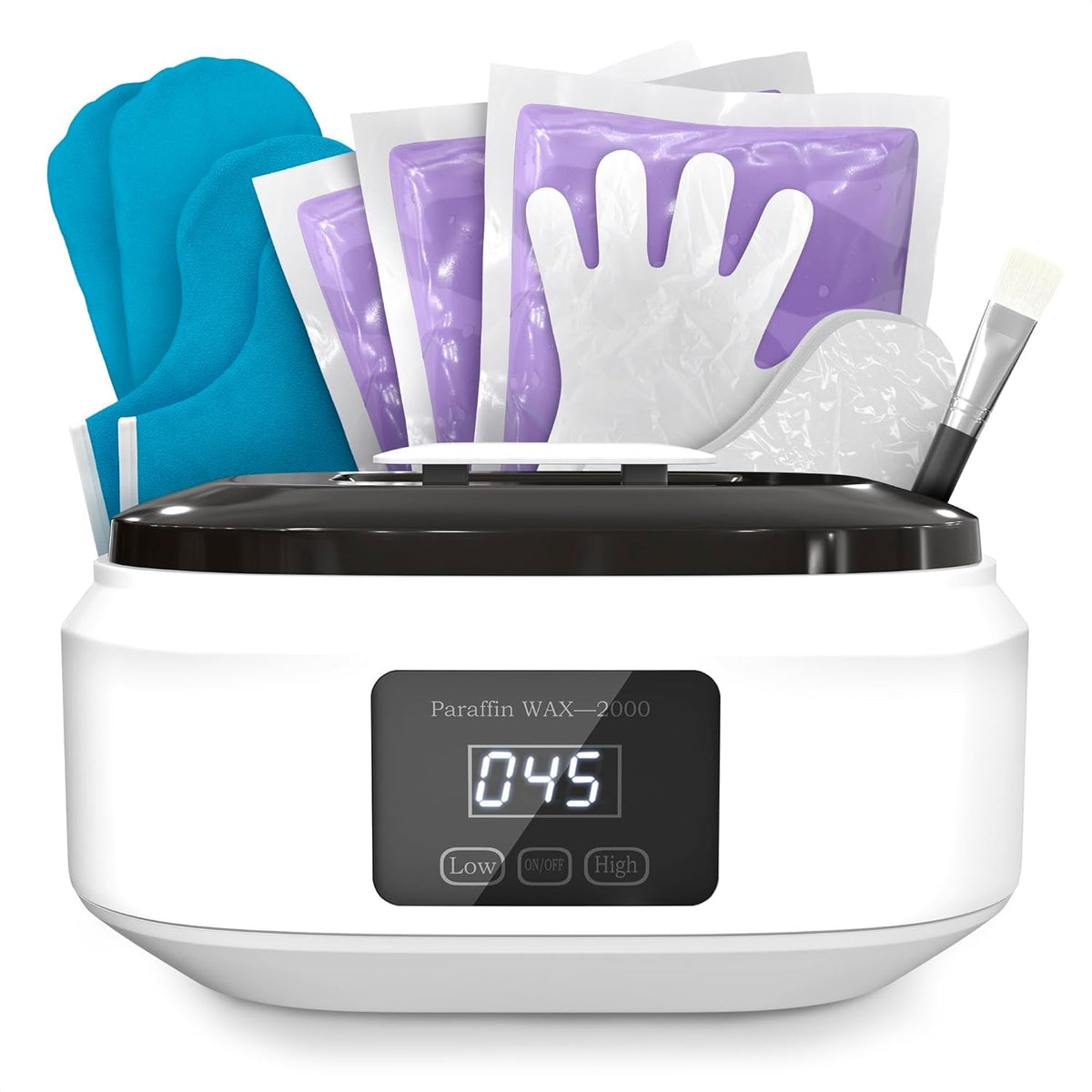 Jerrybox Paraffin Wax Machine front view showing digital touchscreen display and white ABS plastic housing.