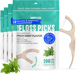 Happy Eco Vegan Dental Floss Picks 200 count front packaging view
