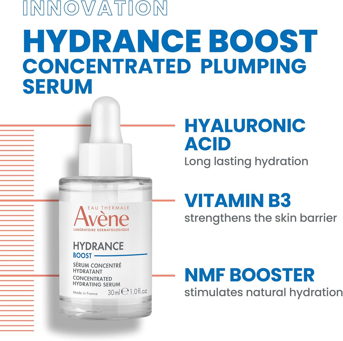 Back of Avene Hydrance Boost bottle with product details