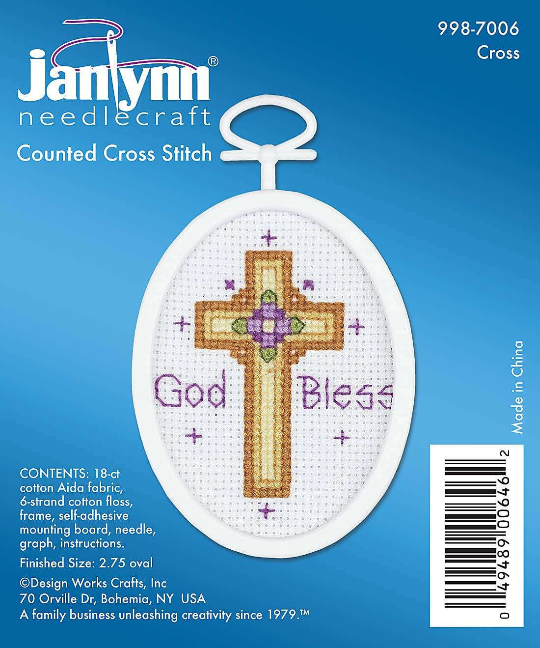 Janlynn oval mini cross stitch finished design preview