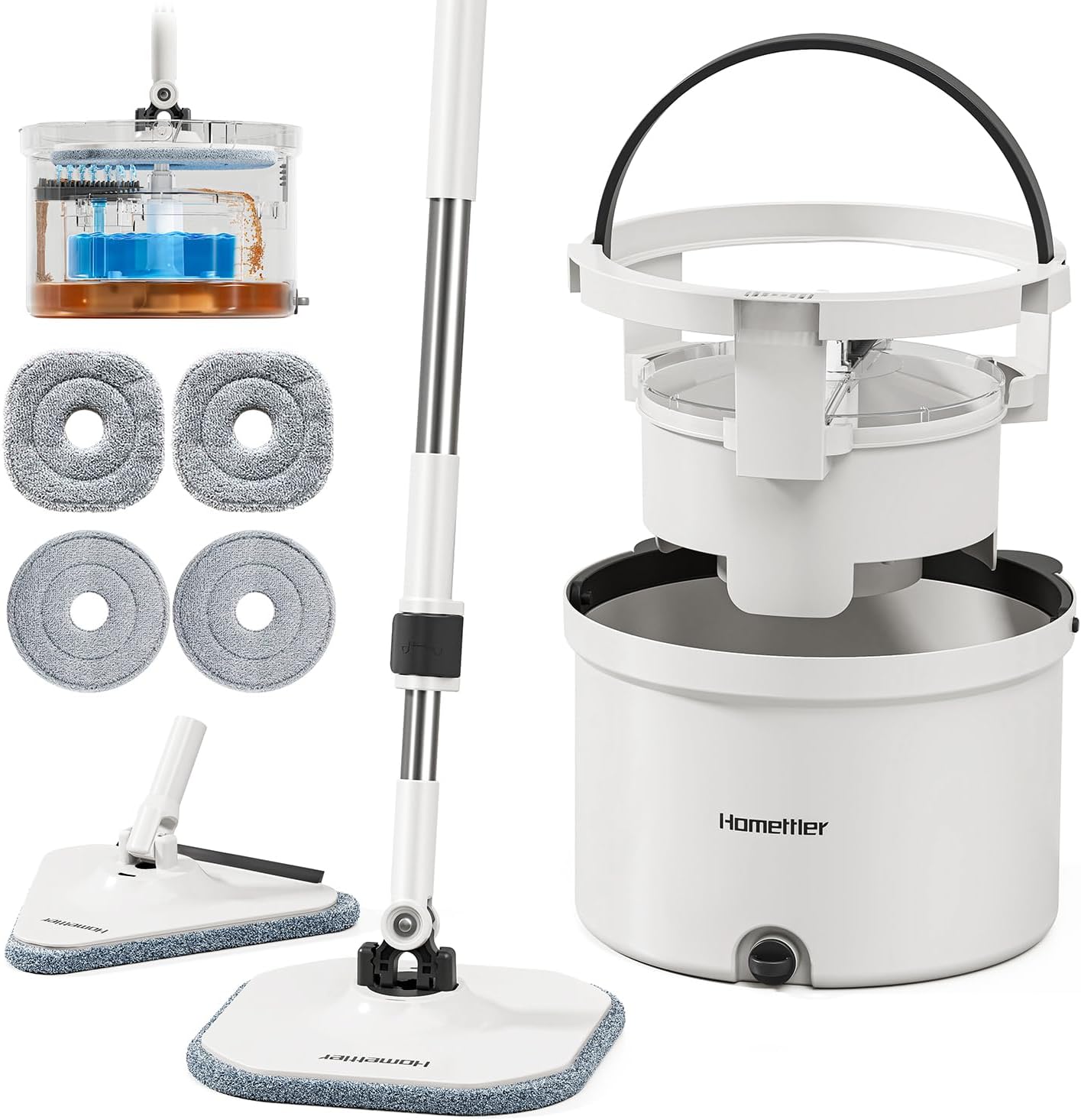 HoMettler Mop and Bucket Set front view showing dual tank separation technology.