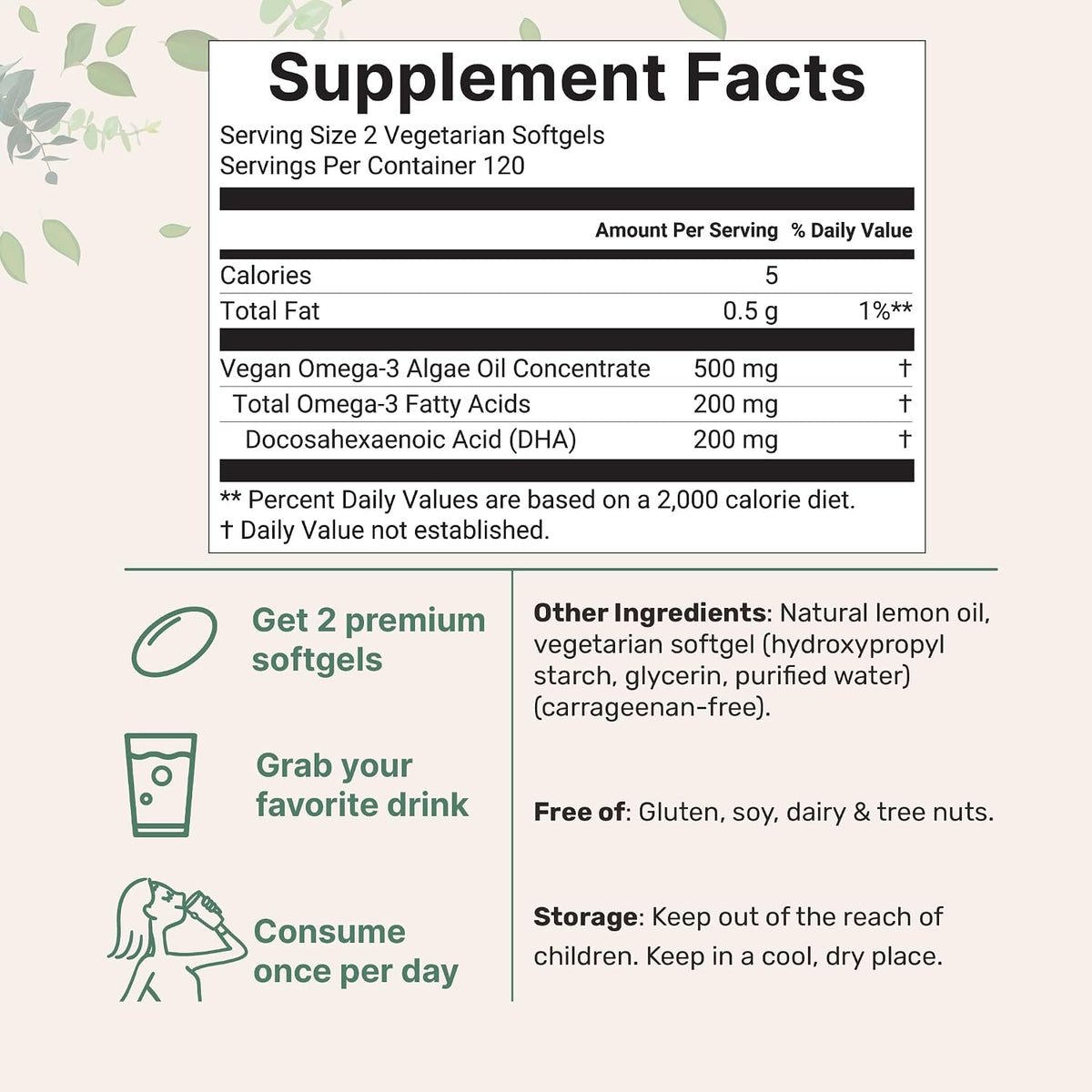 Micro Ingredients Kids Omega-3 nutrition facts label