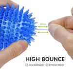 Close up of spike texture on Sharlovy dog fetch toys