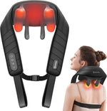 COMFIER cordless neck massager with heat front view displaying dark grey polyurethane leather finish