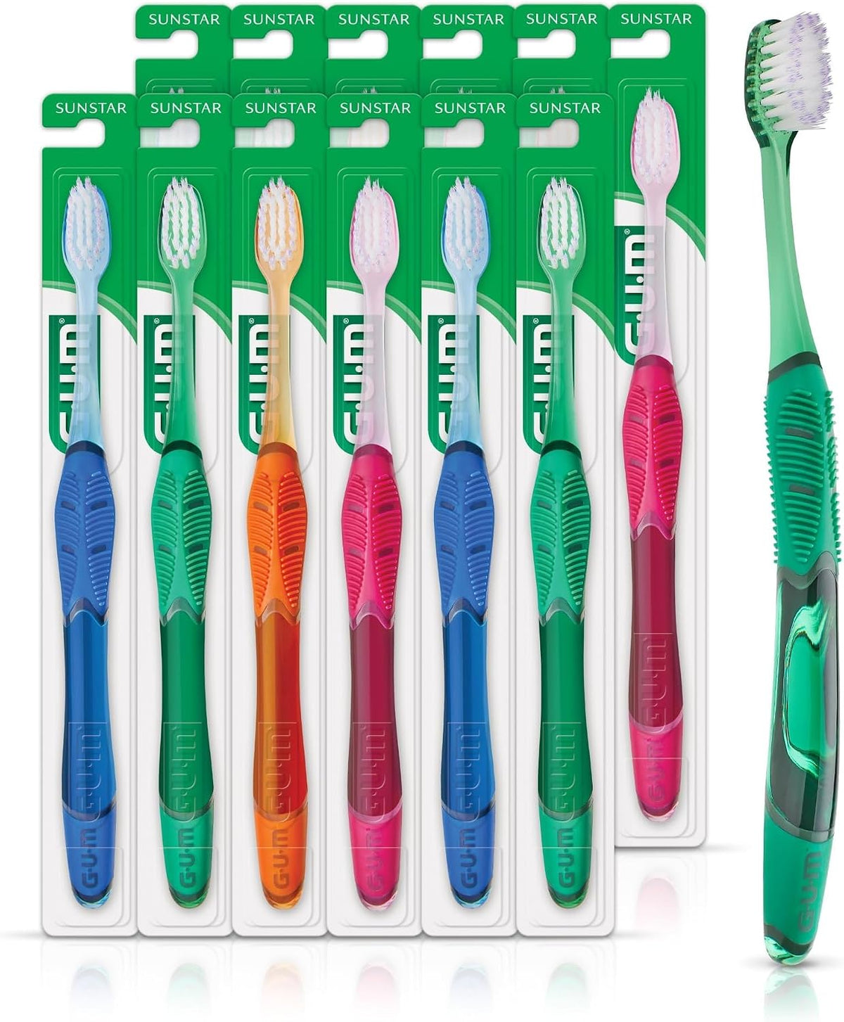 GUM Sensitive Clean Technique Soft Toothbrush, Compact, 1 Count (12 Pack) | Ultra-Fine tapered bristles for deeper reach, Quad-Grip ergonomic handle, for sensitive gums & enamel, Replace every 3 months - Image 11