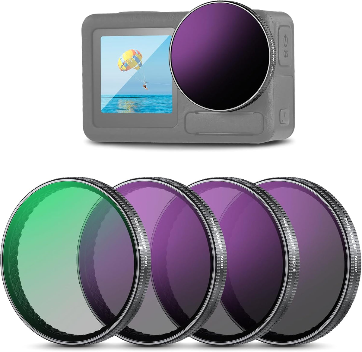 Neewer Snap On ND Filter Set for DJI Osmo Action front view